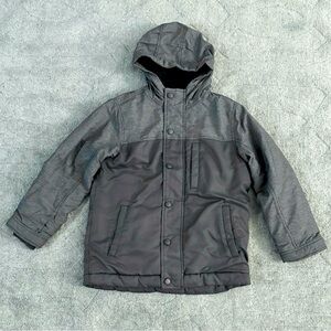 Old Navy Hooded Winter Puffer Coat Full Zip & Buttons Size M(8) Dark/Light Grey